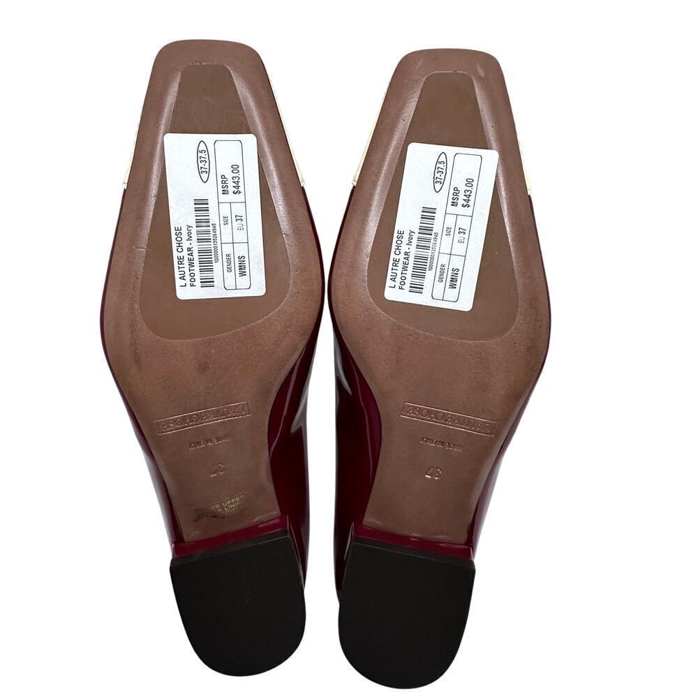 L'AUTRE CHOSE Red and Ivory Patent Leather Women's Loafers Size UE 37 Pleaded - Picture 9 of 13